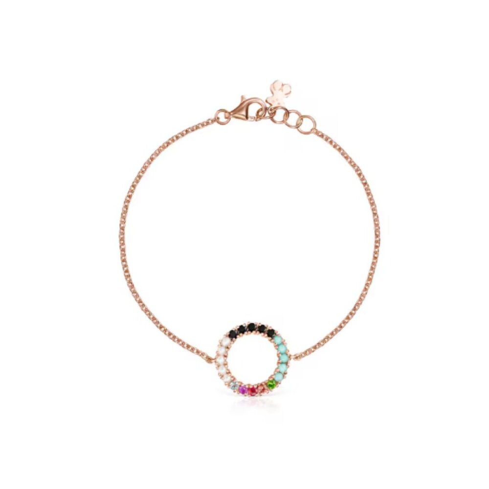 Tous Rose Silver Gold Plated Straight Disc Bracelet